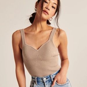 Abercrombie & Fitch Tops | Contour Sweetheart Neckline Ribbed Knit Tank Cream